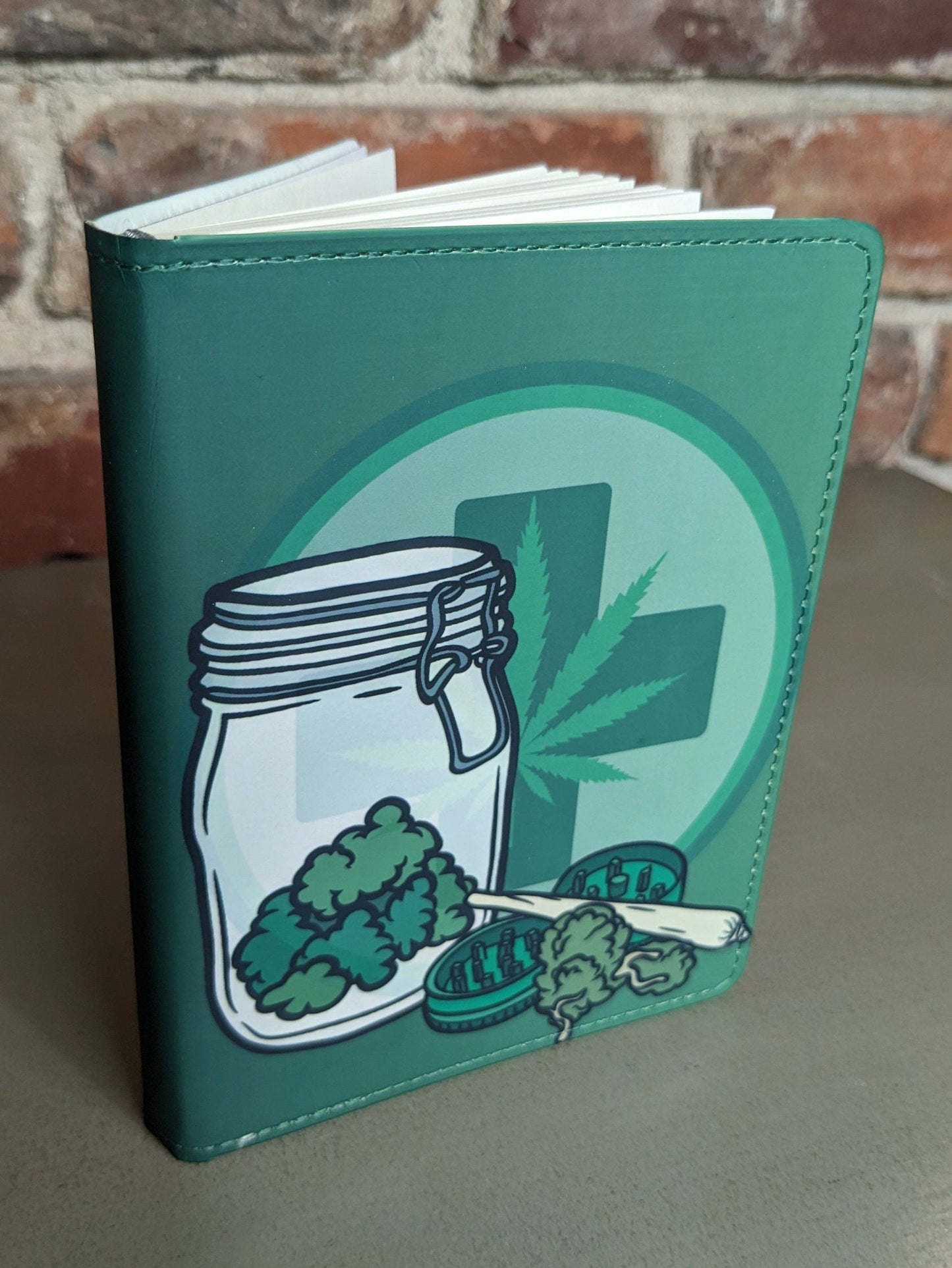 Handmade Marijuana Leaf Journal, Weed Cannabis Notebook, Stoner Gift, Hippie Journal, Medical Marijuana Diary