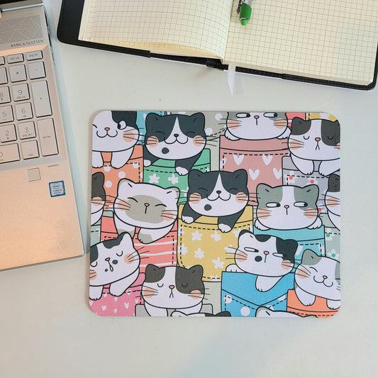 Cat Computer Mousepad Office Gift, Desk Accessories for Cat Lover, Cute Cats in Pockets, Kitten Animal Lover Mousepad Office Supplies