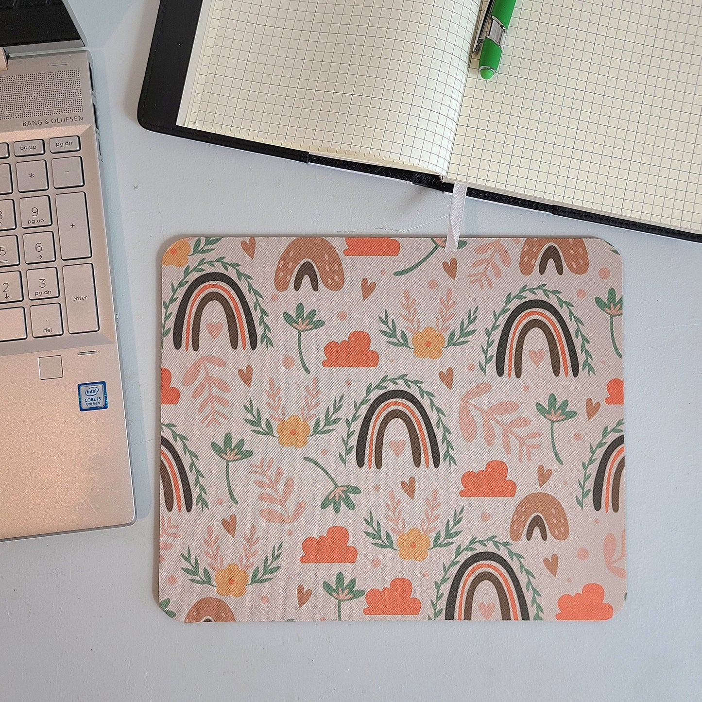 Boho Computer Mousepad Office Gift, Desk Accessories, Good Vibes Hippie Mousepad Office Supplies, Gift for Friend